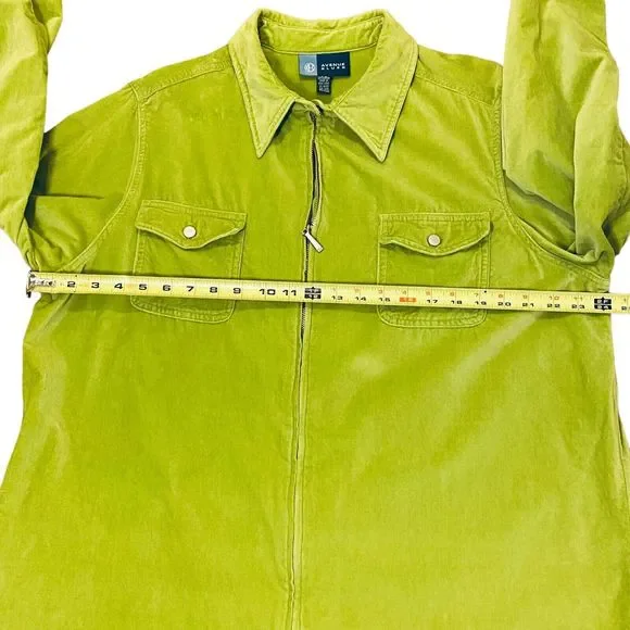 Avenue Blues Vibrant Green Velvet Full Zip Casual Cotton Jacket Women’s Sz 18/20 - Picture 7 of 8